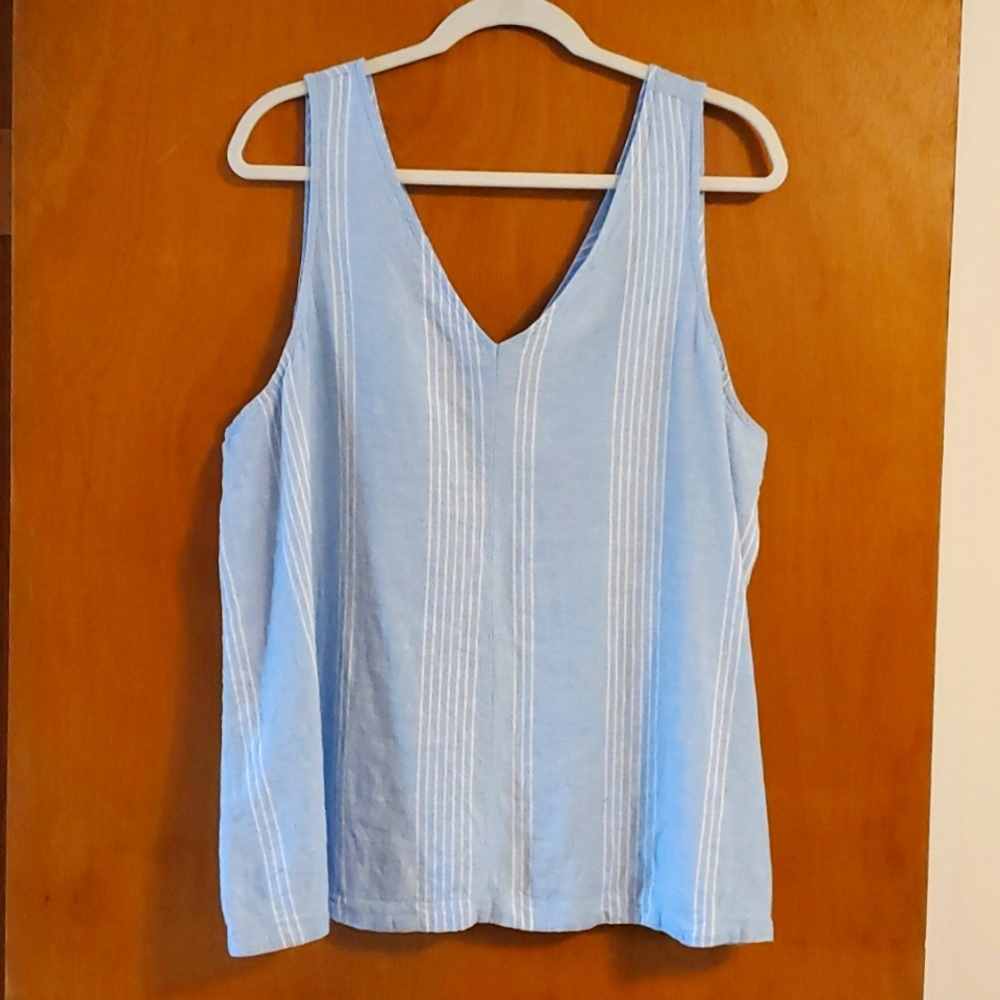 V-neck Linen Blend Top